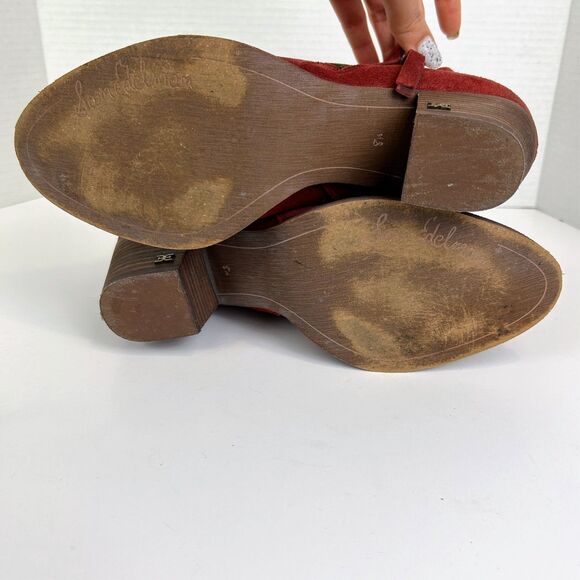 Sam Edelman Macon Suede Ankle Booties Rust Spiced Red Zip Side Fall Boots 8.5 - Picture 9 of 11